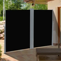 Outsunny 6 x 2m Retractable Sun Side Awning Screen Fence Patio Garden Wall Balcony Screening Panel Outdoor Blind Privacy Divider – Black(m-2)
