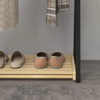 HOMCOM Appendiabiti da Terra in Legno con 2 Barre e Ripiano Inferiore Design Moderno, 61x45x152cm(m-9)