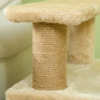 PawHut Adjustable Cat Steps, with House & Hanging Toy Ball - Beige(m-8)