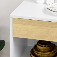 HOMCOM Carrito de Cocina con Ruedas 2 Puertas Cajón y Estantes Laterales para Comedor Salón 80x39x85,5 cm Roble y Blanco(m-7)