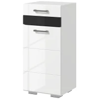 kleankin Mobiletto Bagno in MDF con Cassetto e Armadietto con Ripiano Interno Regolabile, 37x32.5x79 cm, Bianco(m-10)