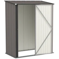 Outsunny 5.3 x 3.1ft Corrugated Steel Garden Shed - Light Grey(m-11)