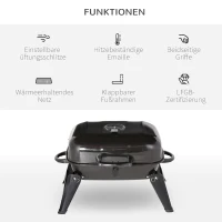 Outsunny Klappgrill Kohlegrill Standgrill tragbar Tischgrill Garten BBQ Metall Schwarz 59 x 43 x 39 cm(m-4)