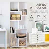 HOMCOM Bibliothèque étagère Zig zag Design Contemporain 70L x 24l x 178H cm Panneaux Particules Blanc(m-5)