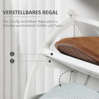 HOMCOM Schuhschrank mit 3 Kippfächern, 12 Paar Schuhe, verstellbare Einlegeböden, Natur + Weiß(m-5)