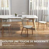 HOMCOM Lot de 4 chaises style scandinave dossier haut assise en polypropylène pieds en hêtre 48 x 52,5 x 83 cm gris(m-4)