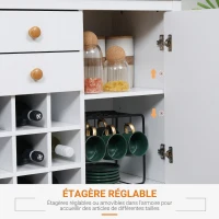 HOMCOM Buffet meuble de rangement avec 2 tiroirs, 2 portes étagères réglables et porte-bouteilles pour 9 bouteilles - dim. 110I x 35P x 75H cm(m-6)