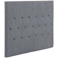 HOMCOM Testiera Letto Matrimoniale Trapuntata a Bottoni con 2 Ganci, in Tessuto Effetto Lino, 160x7x120 cm, Grigia(m-1)