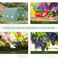 Outsunny Serre de Jardin Tunnel 4,5L x 2l x 2H m châssis Tubulaire Acier galvanisé renforcé 1,8 cm 6 fenêtres 1 Porte Vert(m-7)