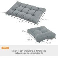 Outsunny Cuscineria per Pallet Set 3 Cuscini per Seduta e Schienale di Divani Panca con Bancali, Poliestere Grigio Scuro(m-3)