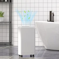 HOMCOM Deshumidificador 12L/día Depósito de Agua 2,5L con Ruedas Temporizador de 24 Horas Pantalla Digital de Humedad Blanco(m-8)