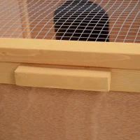 PawHut 94 cm Wooden Tortoise House Turtle Habitat Small Reptile Cage Enclosure with Two Room Yellow(m-9)