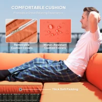 Outsunny Four-Piece Rattan Sofa Set - Orange/Grey(m-5)