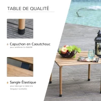 Outsunny Table basse de jardin pliable table de camping Plateau à Lattes dim. 58L x 58l x 40H cm Sac Transport Inclus Bois Sapin pré-huilé montage rapide(m-5)