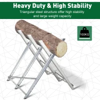 DURHAND Portable Sawhorse Heavy Duty Steel Adjustable Work Support, Foldable Sawhorse Stand 100 kg Weight Capacity, Silver Tone(m-4)
