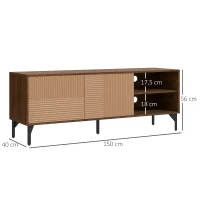 HOMCOM Mobile Porta TV fino 65" con 2 Armadietti e 2 Vani Aperti in Legno, 150x40x56cm, Marrone(m-3)