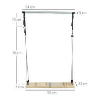 SPORTNOW Barra Pilates con Bandas Elásticas Tabla Inclinada Ajustable y Resistencia Personalizable para Estiramientos 90x33x3 cm(m-3)