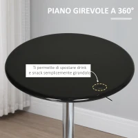HOMCOM Tavolo Rotondo da Bar con Piano Girevole, Altezza Regolabile con Leva a Gas e Base in Acciaio, Φ61x76-97cm, Nero(m-5)