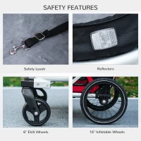 PawHut 2 in 1 Aluminium Foldable Dog Bike Trailer, Pet Stroller, for Medium Dogs - Red(m-7)