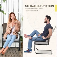 Outsunny Rattan Gartenmöbel-Set für 2 Personen inkl. Couchtisch und 2 Schaukelstühle, mit Kissen, Stahl, Braun(m-6)