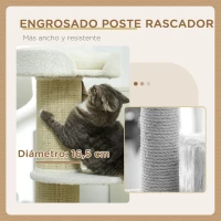 PawHut Árbol para Gatos Altura 91 cm de 3 Niveles con Nido Plataforma y Poste de Sisal 45x45x91 cm Crema(m-6)