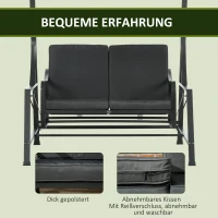 Outsunny Hollywoodschaukel, neigbares Dach, Sitz- und Rückenkissen, Stahlrahmen, dunkelgrau, 148 x 129 x 172 cm(m-6)