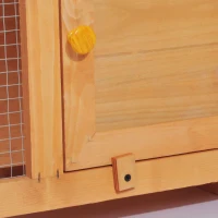 PawHut Casa para Conejos Exterior Conejera Grande de Patas Elevadas con Bandeja Extraíble Fácil de Limpiar Estable Buena Ventilación 90x45x65cm Color Madera(m-9)