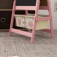 AIYAPLAY 3-in-1 Kinder Staffelei mit Papierrolle, Kreidetafel, Whiteboard, Aufbewahrungskörbe, 54 x 46,5 x 93 cm, rosa(m-8)