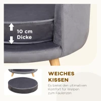 PawHut Hundesofa, weiches Sitzkissen, abnehmbarer Bezug, für Hunde bis 10 kg, grau, 68 x 68 x 35cm(m-7)