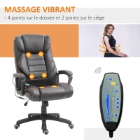 Vinsetto Fauteuil de bureau massant  fauteuil bureau ergonomique grand confort hauteur réglable fonction dossier à bascule revêtement synthétique brun(m-6)