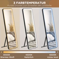 HOMCOM Standspiegel Wandspiegel Ganzkörperspiegel inklusive Wandbefestifung, 151,5 x 50 x 4 cm, Schwarz(m-6)