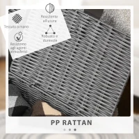 HOMCOM Set di 3 Cesti in Vimini PP con Coperchio di Diverse Dimensioni, Grigio(m-4)