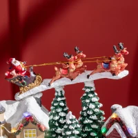 HOMCOM Weihnachtsdeko, Weihnachtsdorf, 13 bunte LEDs, bewegliche Schlittschuhläufer, 30 x 24,5 x 23cm(m-8)