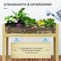 Outsunny Hochbeet, Holz-Pflanzbox mit Acrylplatten an zwei Seiten, für 118 L Erde, Wasserabflusslöcher, 110 x 50 x 80 cm(m-6)
