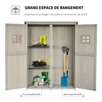 Outsunny Abri de Jardin en bois Armoire de Jardin dim. 127,5L x 50l x 164H cm 2 étagères 2 Portes 2 fenêtres Toit bitumé étanche Bois Massif Sapin pré-huilé Gris(m-5)