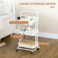 HOMCOM Three-Tier Home Trolley, with Handle and Wheels - White(m-4)