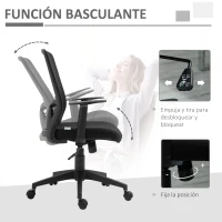 Vinsetto Silla de Oficina Altura Ajustable Reposabrazos Soporte Lumbar Respaldo Transpirable y Basculante 62x56x95-103 cm Negro(m-5)