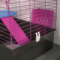 PawHut Chinchillas Small Rabbit Guinea Pig Small Animal Cage, Pet Playhouse, with Platform, Ramp, 71 x 46 x 47cm(m-9)