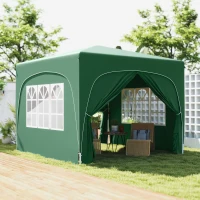 Outsunny 3 x 3m Pop-Up Gazebo Shelter, with Accessories - Dark Green(m-2)