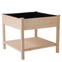 Outsunny Huerto Urbano Tabla de Crecimiento Mesa de Cultivo Vintage con Estante de Almacenaje Mesa Exterior Jardín para Plantación 91x91x81cm Madera(m-10)