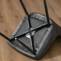 HOMCOM Retro Dining Chair Set of 4, PU Leather Upholstered Side Chairs for Kitchen Living Room with Metal Legs, Grey(m-6)