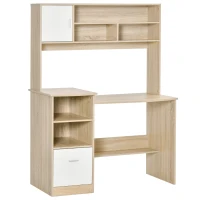 HOMCOM Schreibtisch Computertisch mit Bücherregal Home-Office Wohnzimmer Büro Eiche Weiß Spanplatte 120 x 60 x 160 cm(m-11)