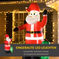 HOMCOM Weihnachtsdekoration Aufblasbarer Weihnachtsmann, Santa Claus, 2,4 m, LED´s, selbstaufblasend, inkl. Gebläse(m-4)