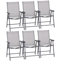 Outsunny Set of Six Folding Garden Chairs - Grey(m-1)