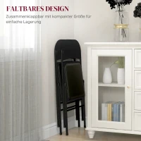 HOMCOM 2er-Set Klappstühle, Tragbare Bürostühle, Metallbeine, Faltstuhl für Büro, Empfang, Wartezimmer, Kunstleder, Schwarz(m-6)