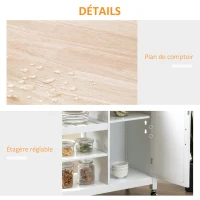 HOMCOM Desserte à roulettes Chariot de Service pour cuisine Style Contemporain - Porte, tiroir, 3 étagères - poignées métal bois Blanc(m-7)