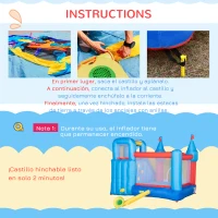 Outsunny Castillo Hinchable con Tobogán Cama de Salto y Piscina para Niños +3 Años con Inflador y Bolsa de Transporte para Interior Exterior 333x280x210 cm Multicolor(m-6)