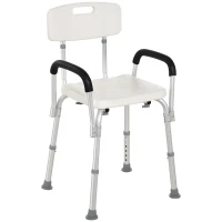HOMCOM Adjustable Shower Chair, Shower Seat, Portable Medical Stool with Adjustable Back and Armrest for Mobility(m-11)