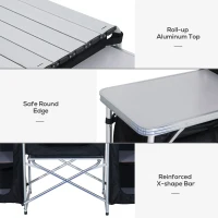 Outsunny Multi-Storage Portable Camping Kitchen, with Heat-Resistant Tabletops and Bag(m-6)