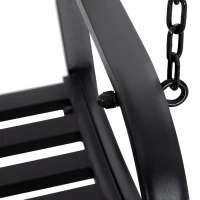 Outsunny Banco Columpio de 2 Plazas Banco Colgante con Reposabrazos para Jardín Terraza Exterior 127x59,5x52 cm Negro(m-9)